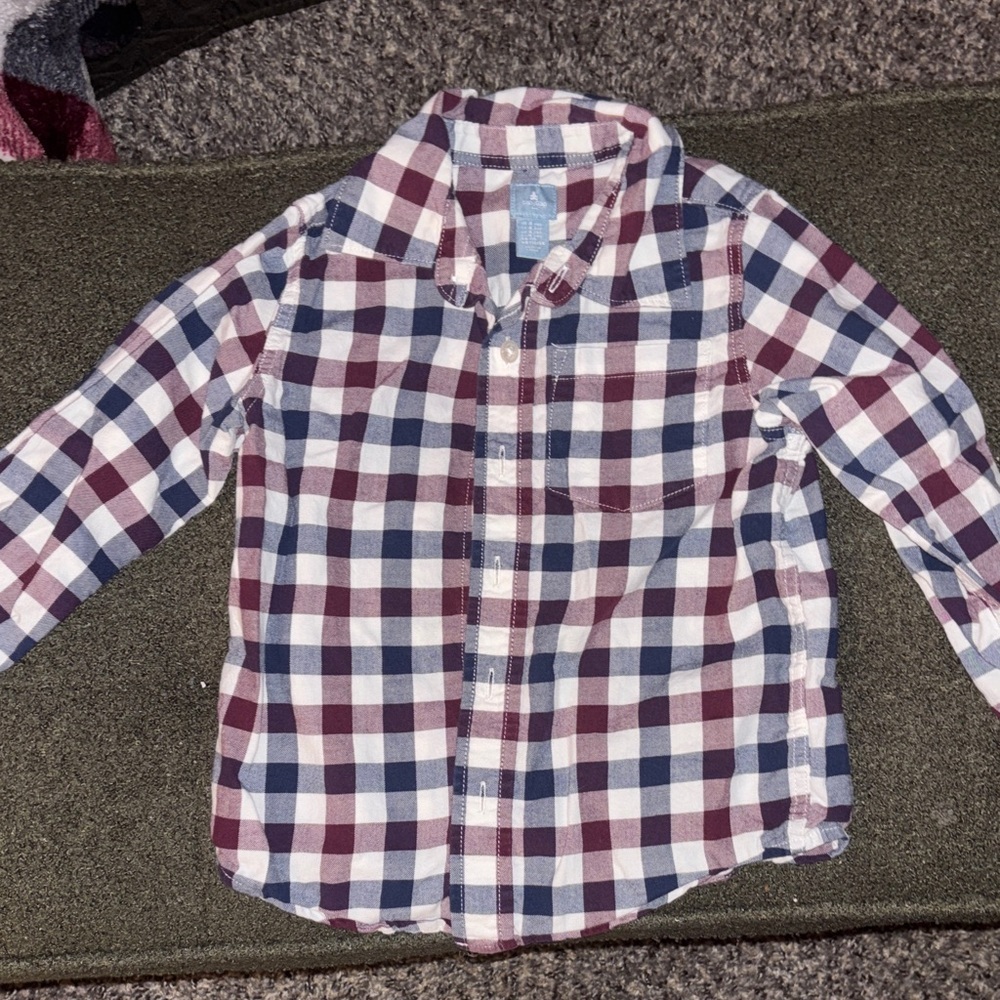 GAP Kids Checkered Shirt - Blue and Burgundy Size 4 Years